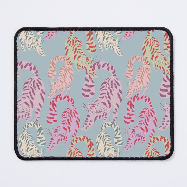 Item preview, Colorful Retro Tigers Pattern In Muted Colors Sky Blue designed and sold by scorpiolane.