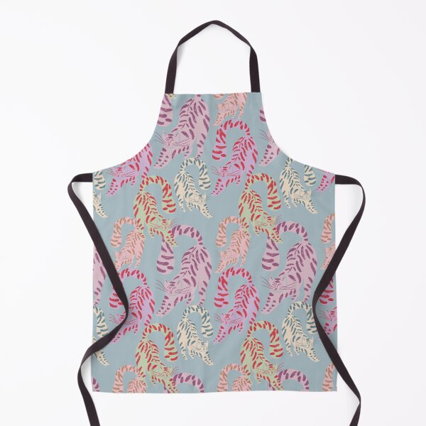 Item preview, Colorful Retro Tigers Pattern In Muted Colors Sky Blue designed and sold by scorpiolane.