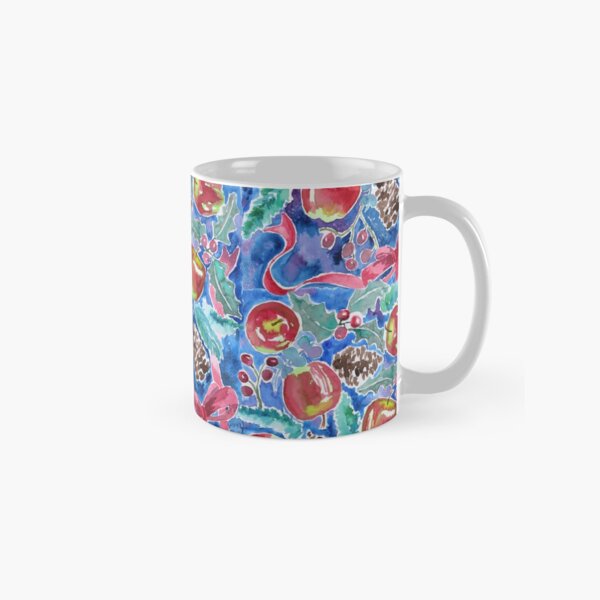 Watercolor Christmas Winter Apples Berries Fir Leaves Pinecones Classic Mug