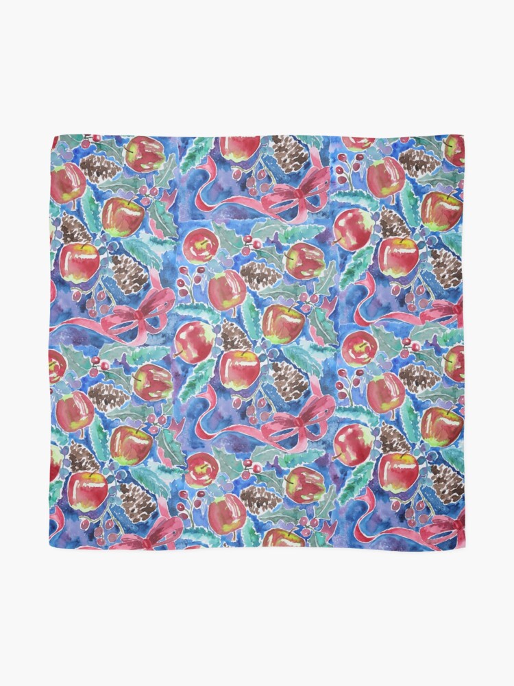 Alternate view of Watercolor Christmas Winter Apples Berries Fir Leaves Pinecones Scarf
