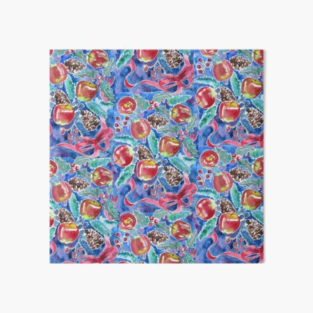 Watercolor Christmas Winter Apples Berries Fir Leaves Pinecones Art Board Print