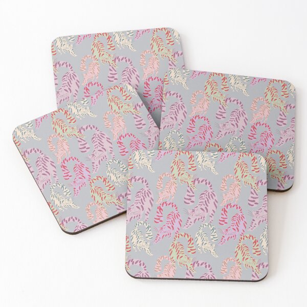 Item preview, Colorful Retro Tigers Pattern In Muted Colors Stone Blue designed and sold by scorpiolane.
