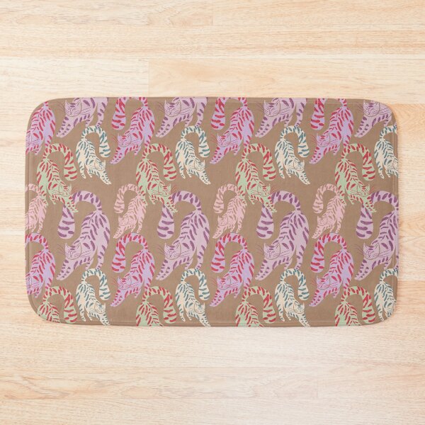 Aperçu de l'œuvre Colorful Retro Tigers Pattern In Muted Colors Brown créée et vendue par scorpiolane.