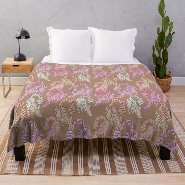 Item preview, Colorful Retro Tigers Pattern In Muted Colors Brown designed and sold by scorpiolane.