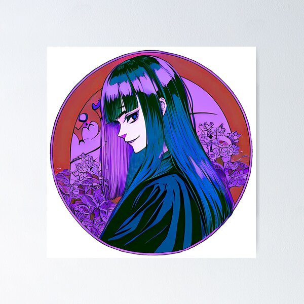 Item preview, Vintage anime girl icon purple and black retro design designed and sold by Tuvala.