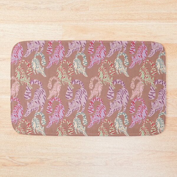 Aperçu de l'œuvre Colorful Retro Tigers Pattern In Muted Colors Cantaloupe créée et vendue par scorpiolane.