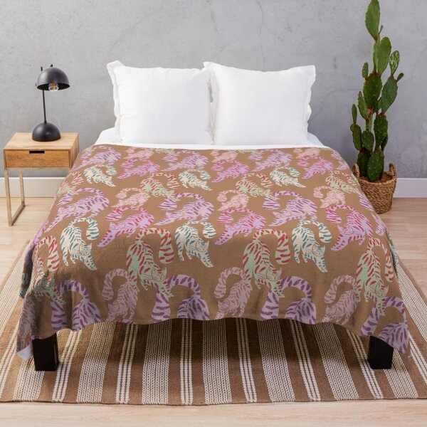 Item preview, Colorful Retro Tigers Pattern In Muted Colors Caramel designed and sold by scorpiolane.