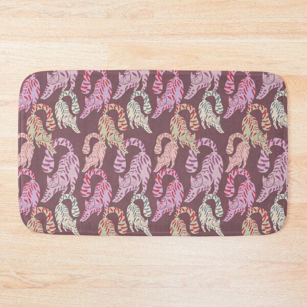 Item preview, Colorful Retro Tigers Pattern In Muted Colors Mulberry designed and sold by scorpiolane.