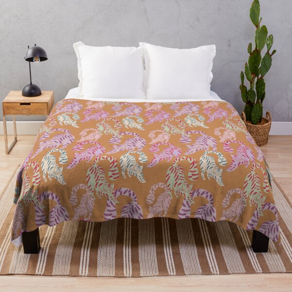 Item preview, Colorful Retro Tigers Pattern In Muted Colors Orange designed and sold by scorpiolane.