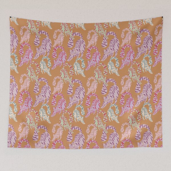 Item preview, Colorful Retro Tigers Pattern In Muted Colors Orange designed and sold by scorpiolane.