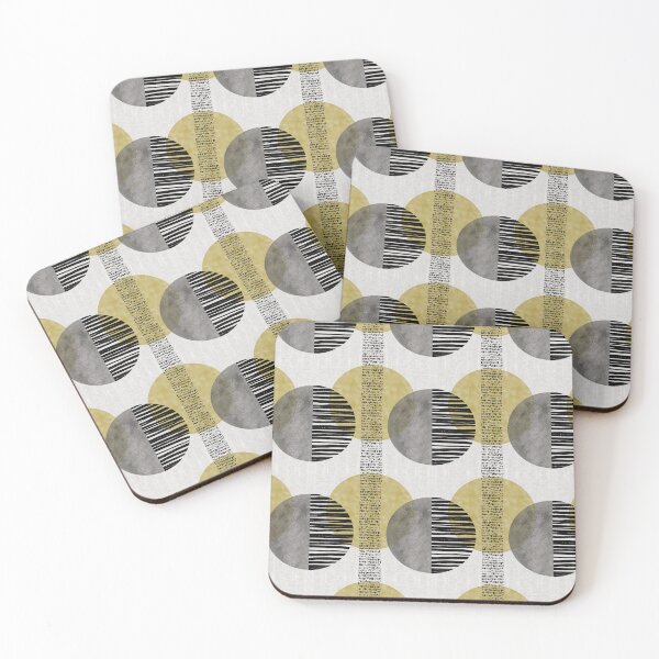 Item preview, Modern Circles - Gold/Black/Gray on light gray - smaller scale designed and sold by JAFStudio.