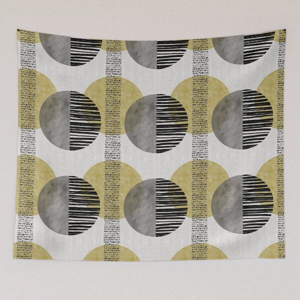 Item preview, Modern Circles - Gold/Black/Gray on light gray - smaller scale designed and sold by JAFStudio.
