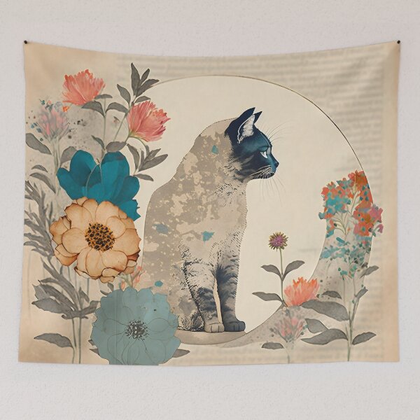 Item preview, Cat and flower collage 09 designed and sold by EmilyDayDreams.