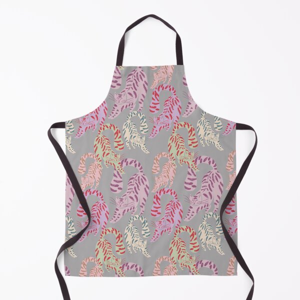 Item preview, Colorful Retro Tigers Pattern In Muted Colors Gray Taupe designed and sold by scorpiolane.