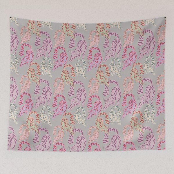 Item preview, Colorful Retro Tigers Pattern In Muted Colors Taupe designed and sold by scorpiolane.