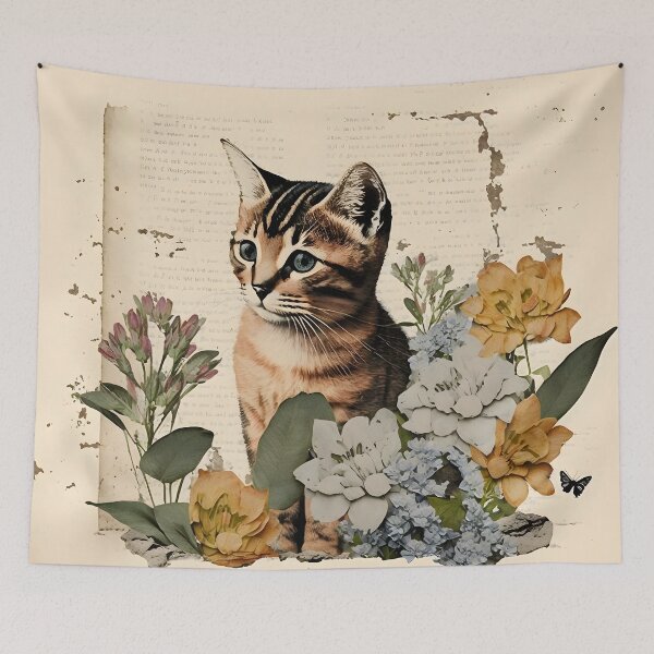 Item preview, Cat and flower collage 12 designed and sold by EmilyDayDreams.