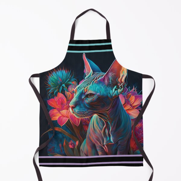 Item preview, Crotchety Sphynx Cat Vibrant Tropical Flower Digital Oil Painting Portrait designed and sold by arthouseflunky.