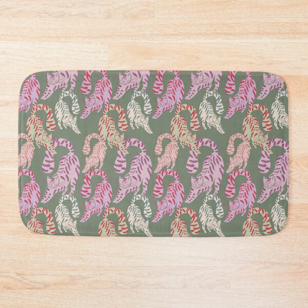 Item preview, Colorful Retro Tigers Pattern In Muted Colors Green designed and sold by scorpiolane.