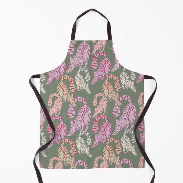 Item preview, Colorful Retro Tigers Pattern In Muted Colors Green designed and sold by scorpiolane.