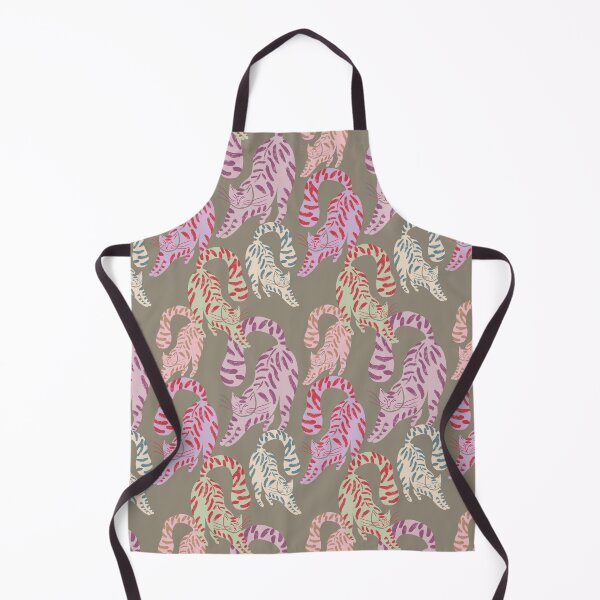 Item preview, Colorful Retro Tigers Pattern In Muted Colors Muted Green designed and sold by scorpiolane.