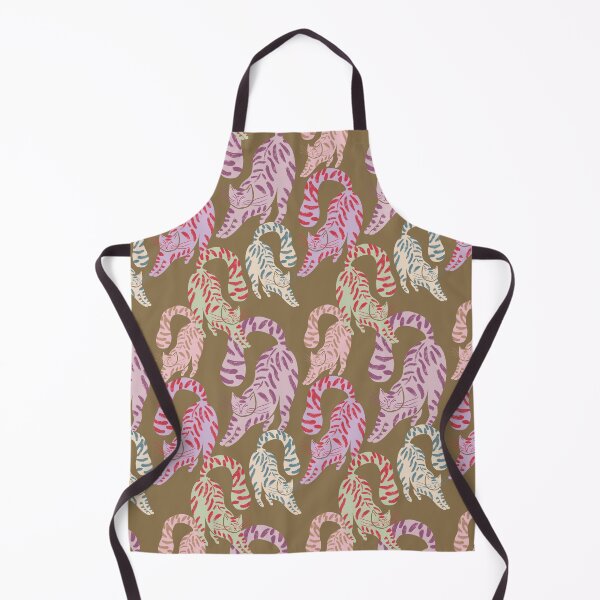 Item preview, Colorful Retro Tigers Pattern In Muted Colors Olive Brown designed and sold by scorpiolane.