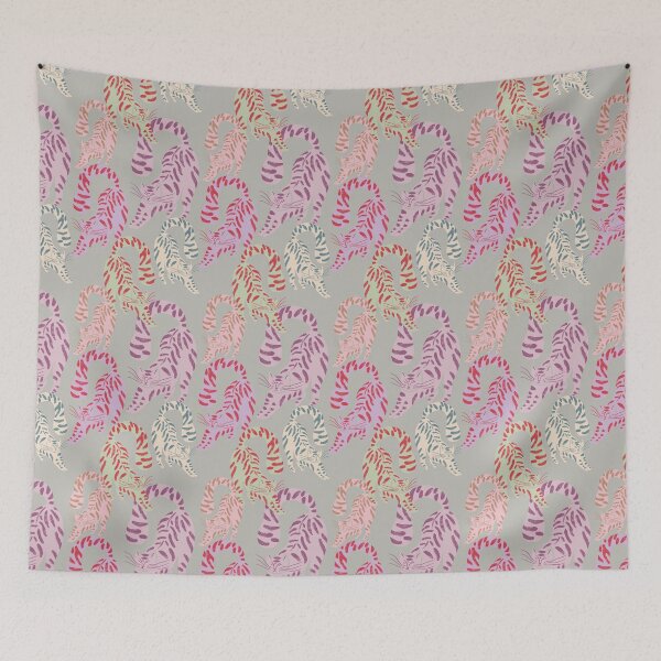 Item preview, Colorful Retro Tigers Pattern In Muted Colors Pale Green designed and sold by scorpiolane.