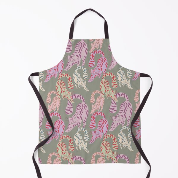 Item preview, Colorful Retro Tigers Pattern In Muted Colors Sage Green designed and sold by scorpiolane.