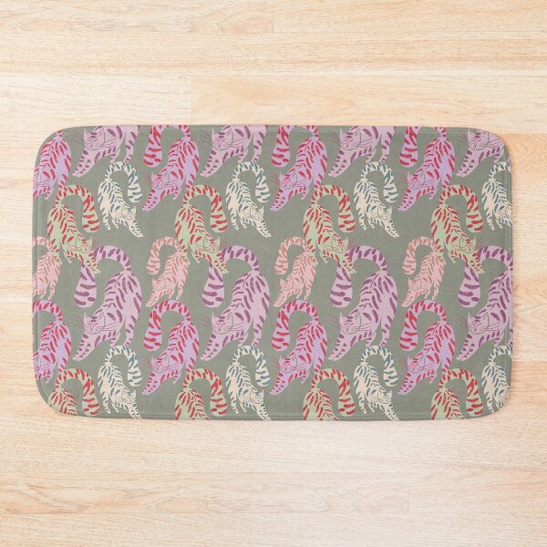 Item preview, Colorful Retro Tigers Pattern In Muted Colors Sage Green designed and sold by scorpiolane.