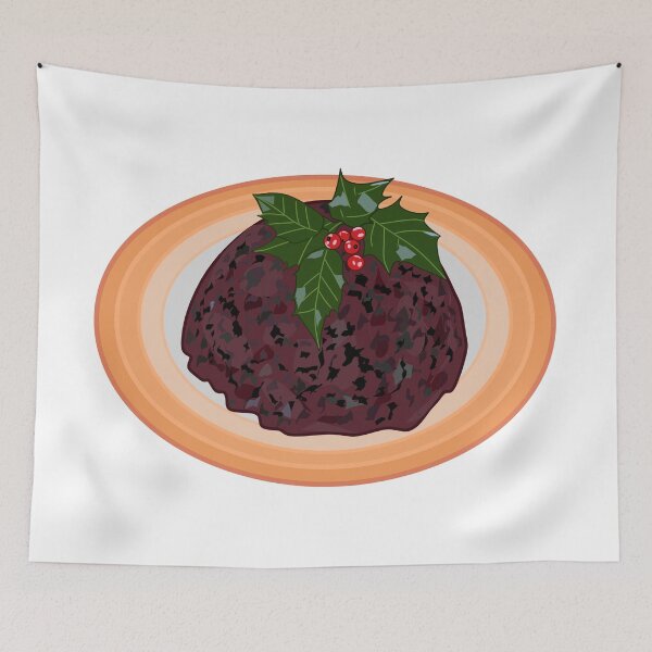 Item preview, Christmas pudding cartoon illustration designed and sold by Misscartoon.