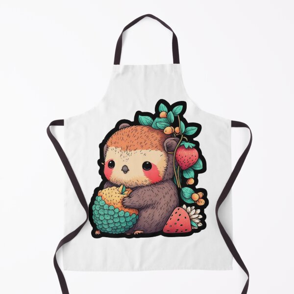 Item preview, cute sloth hugging hazelnut with strawberry and flowers arround designed and sold by artfeel1.