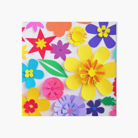 Colorful Paper Flower Collage Art Board Print for Sale by