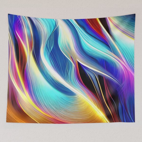 Item preview, Blue Teal Pink Yellow White Wavy Abstraction designed and sold by CatyArte.