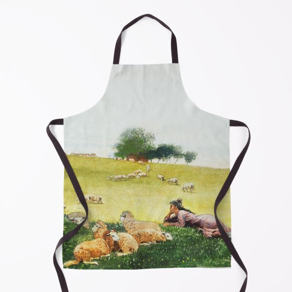 Item preview, Resting on a Hill With a Flock of Sheep designed and sold by VintageArtByIda.