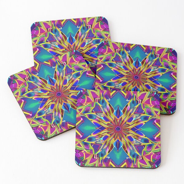 Item preview, Symmetrical Symphony: A Vibrant Display of Blue, Yellow, Pink, and Teal Textiles designed and sold by TrippyTextiles.