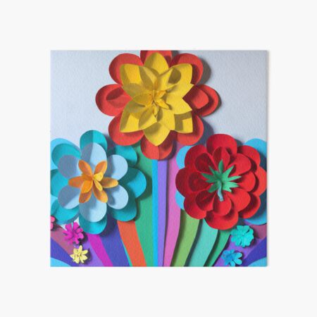 Colorful Paper Flower Collage | Art Board Print