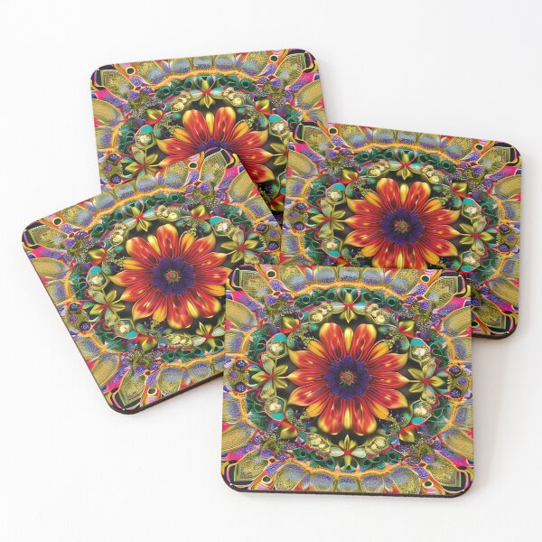 Item preview, The Radiant Bloom: A Vibrant and Playful Textile Design Featuring a Symmetrical Flower designed and sold by TrippyTextiles.