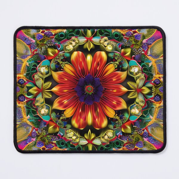Item preview, The Radiant Bloom: A Vibrant and Playful Textile Design Featuring a Symmetrical Flower designed and sold by TrippyTextiles.
