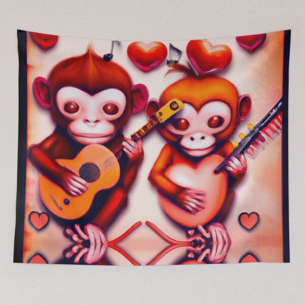 Item preview, adorable guitar playing monkeys designed and sold by Artbellachi.