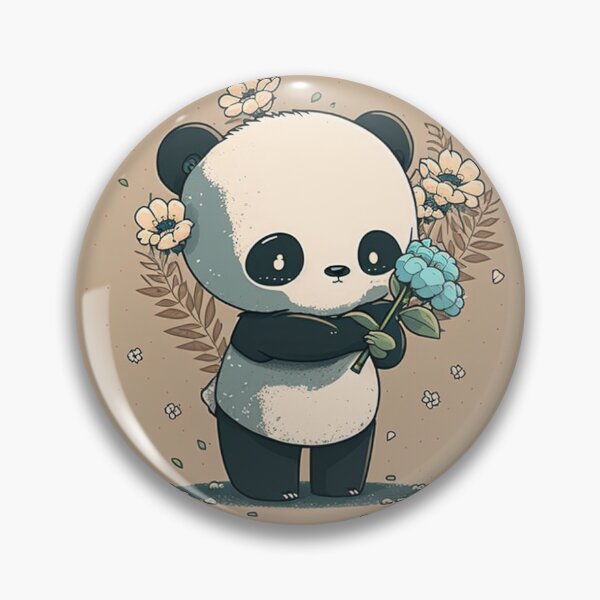 Item preview,  Cute Anime Panda Holding Flowers designed and sold by LinearDimension.