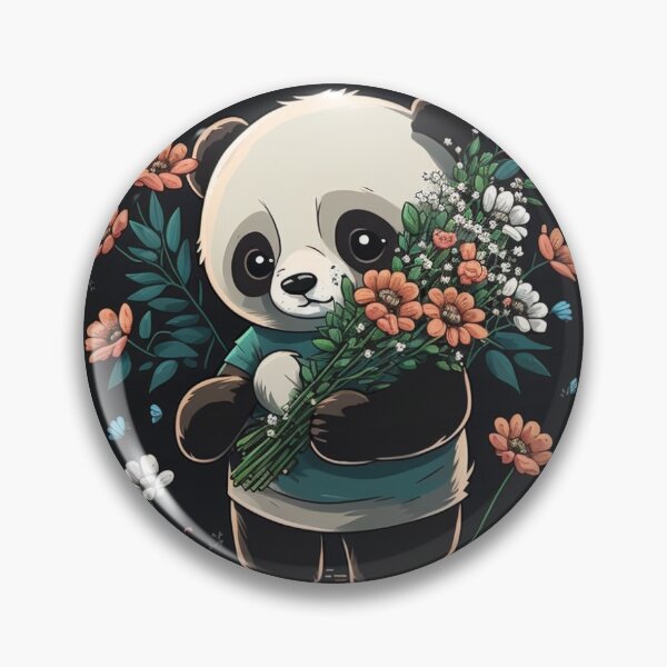 Item preview,  Cute Anime Panda Holding Flowers designed and sold by LinearDimension.