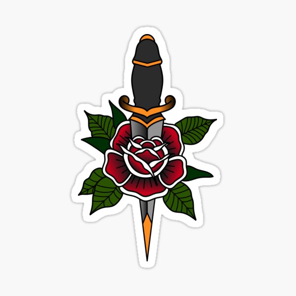 Item preview, American Traditional Rose and Dagger designed and sold by Jessimk.