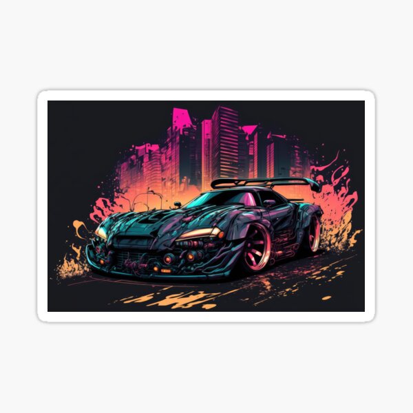 Sports Car Burning Rubber in the Streets of New York Sticker