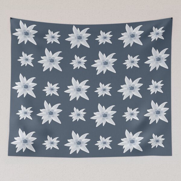 Item preview, Edelweiss Flower Blossoms On Charcoal Gray Background designed and sold by burbankdesigns.