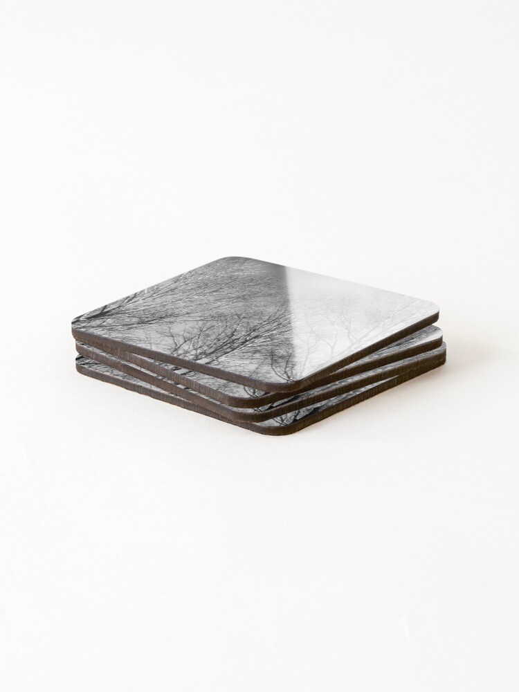 Thumbnail 4 of 5, Coasters (Set of 4), Dramatic Black and White Trees designed and sold by OneDayArt.