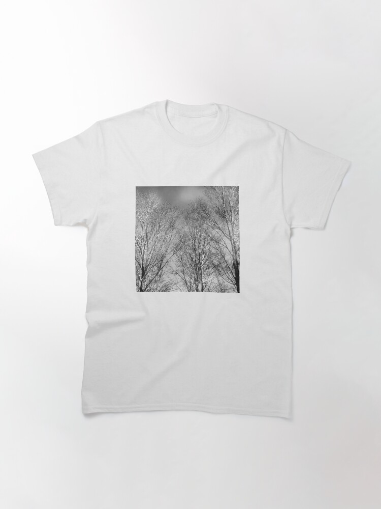 Thumbnail 3 of 7, Classic T-Shirt, Dramatic Black and White Trees designed and sold by OneDayArt.