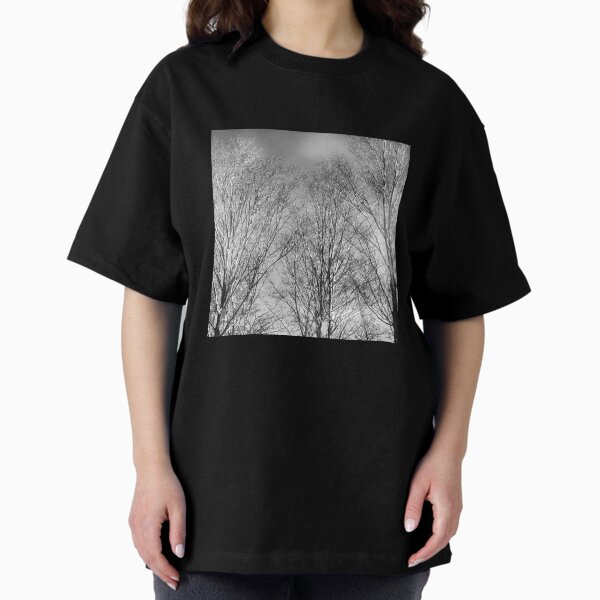 Dramatic Black and White Trees Oversized T-Shirt