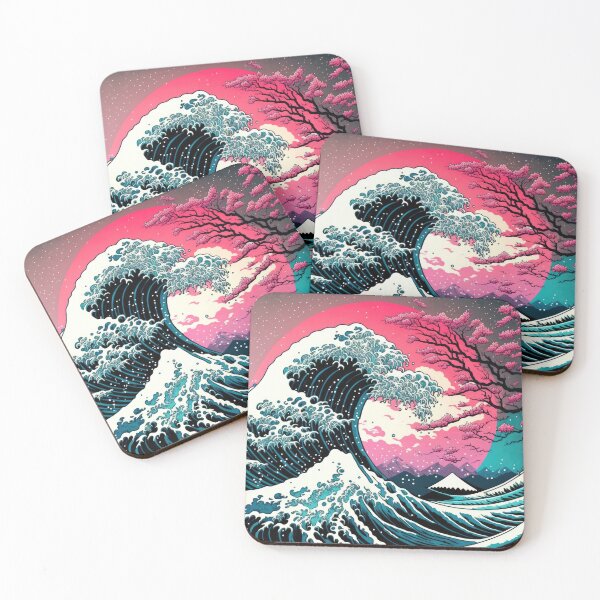 Item preview, Vapor Wave The Great Wave Off Kanagawa designed and sold by SamuraiSwords.