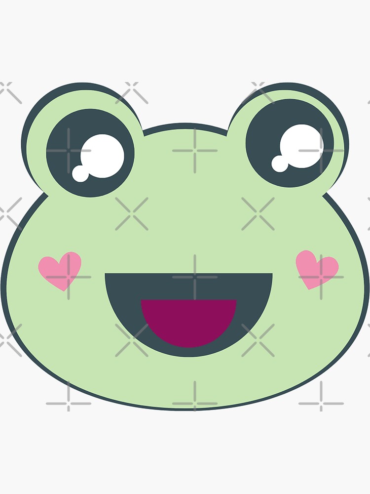 kawaii & happy green frog smiling Sticker