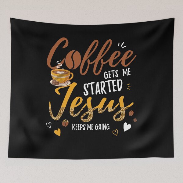 Item preview, Coffee Gets Me Started Jesus Keeps Me Going Leopard designed and sold by Dressed For  Duty.