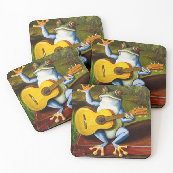 Item preview, Tree frog playing guitar oil painting designed and sold by Color-Me-Blue.